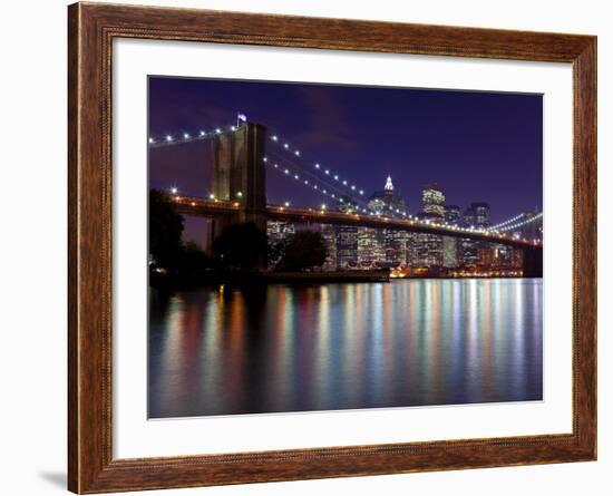 New York City, Manhattan, Brooklyn Bridge and Downtown Manhattan, USA-Gavin Hellier-Framed Photographic Print