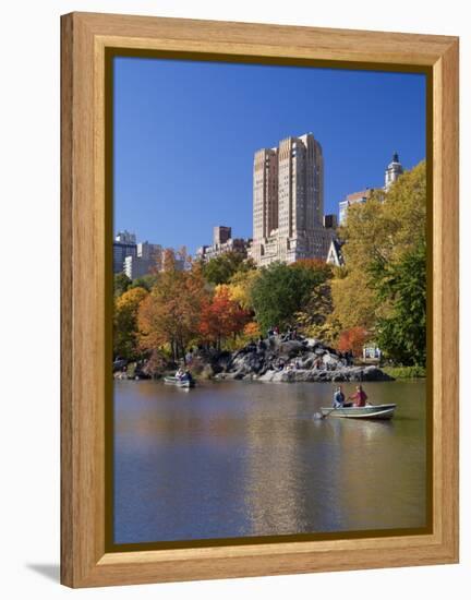 New York City, Manhattan, Central Park and the Grand Buildings across the Lake in Autumn, USA-Gavin Hellier-Framed Premier Image Canvas