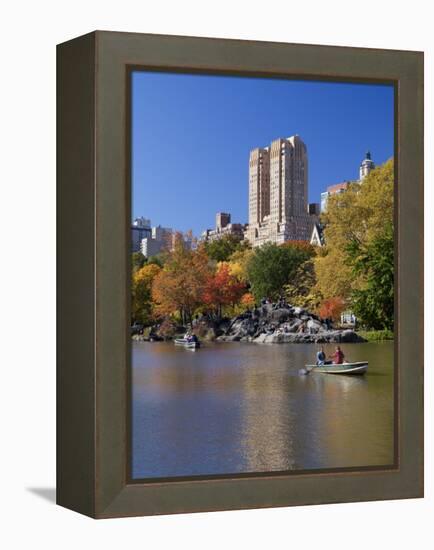 New York City, Manhattan, Central Park and the Grand Buildings across the Lake in Autumn, USA-Gavin Hellier-Framed Premier Image Canvas