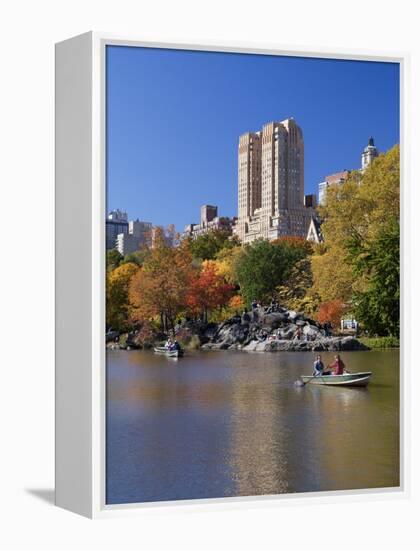 New York City, Manhattan, Central Park and the Grand Buildings across the Lake in Autumn, USA-Gavin Hellier-Framed Premier Image Canvas