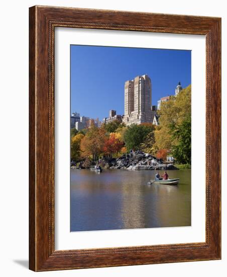 New York City, Manhattan, Central Park and the Grand Buildings across the Lake in Autumn, USA-Gavin Hellier-Framed Photographic Print