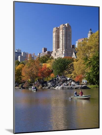 New York City, Manhattan, Central Park and the Grand Buildings across the Lake in Autumn, USA-Gavin Hellier-Mounted Photographic Print