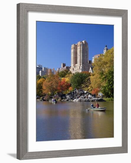 New York City, Manhattan, Central Park and the Grand Buildings across the Lake in Autumn, USA-Gavin Hellier-Framed Photographic Print