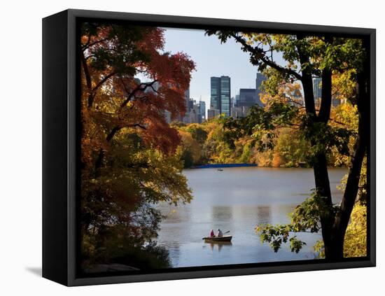 New York City, Manhattan, Central Park and the Grand Buildings across the Lake in Autumn, USA-Gavin Hellier-Framed Premier Image Canvas