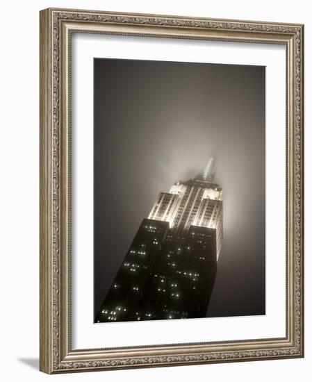 New York City, Manhattan, Empire State Building on a Rainy Evening- Low Angle View, USA-Gavin Hellier-Framed Photographic Print