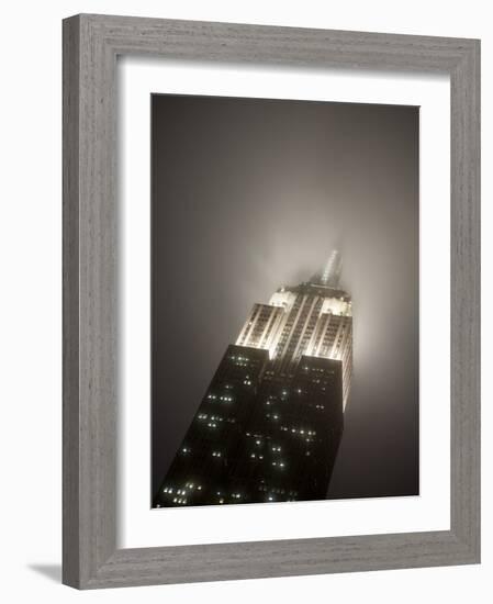 New York City, Manhattan, Empire State Building on a Rainy Evening- Low Angle View, USA-Gavin Hellier-Framed Photographic Print