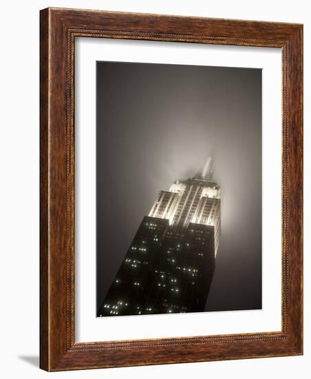 New York City, Manhattan, Empire State Building on a Rainy Evening- Low Angle View, USA-Gavin Hellier-Framed Photographic Print