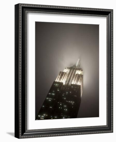 New York City, Manhattan, Empire State Building on a Rainy Evening- Low Angle View, USA-Gavin Hellier-Framed Photographic Print