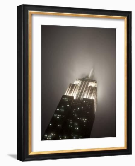 New York City, Manhattan, Empire State Building on a Rainy Evening- Low Angle View, USA-Gavin Hellier-Framed Photographic Print