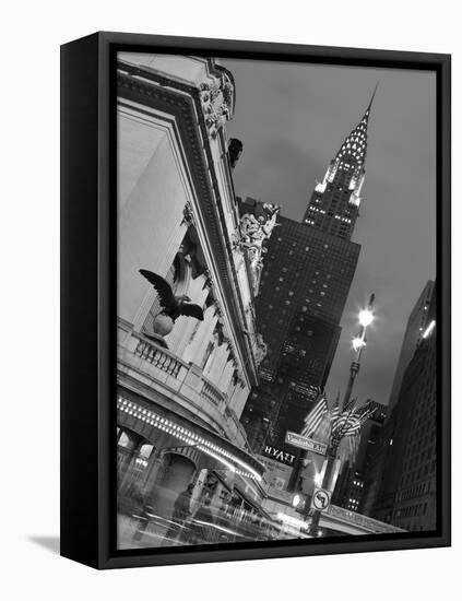 New York City, Manhattan, Grand Central Station and the Chrysler Building Illuminated at Dusk, USA-Gavin Hellier-Framed Premier Image Canvas