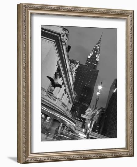 New York City, Manhattan, Grand Central Station and the Chrysler Building Illuminated at Dusk, USA-Gavin Hellier-Framed Photographic Print