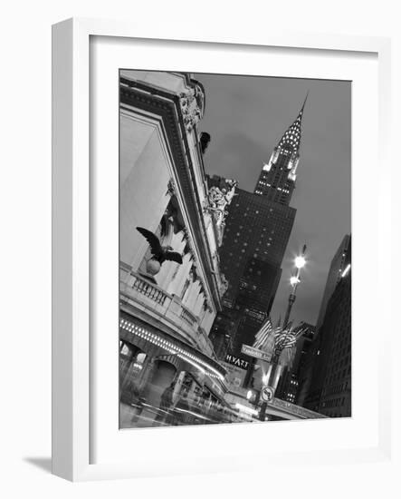 New York City, Manhattan, Grand Central Station and the Chrysler Building Illuminated at Dusk, USA-Gavin Hellier-Framed Photographic Print