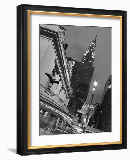 New York City, Manhattan, Grand Central Station and the Chrysler Building Illuminated at Dusk, USA-Gavin Hellier-Framed Photographic Print