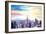 New York City Manhattan Panorama with WTC Chrysler-Markus Bleichner-Framed Art Print