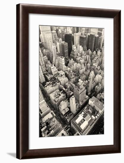 New York City Manhattan Skyline Aerial View Black and White with Skyscrapers and Street-Songquan Deng-Framed Photographic Print
