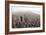 New York City Manhattan Skyline Aerial View Panorama Black And White With Skyscrapers And Street-Songquan Deng-Framed Art Print