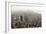 New York City Manhattan Skyline Aerial View Panorama Black And White With Skyscrapers And Street-Songquan Deng-Framed Art Print