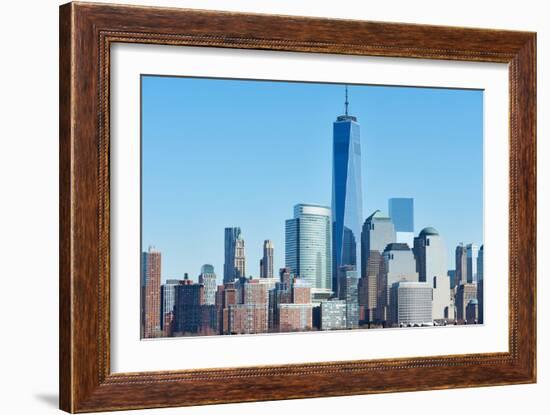New York City Manhattan Skyline over Hudson River Viewed from New Jersey-haveseen-Framed Photographic Print