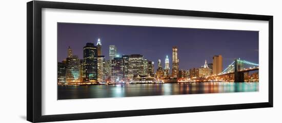 New York City Manhattan Skyline Panorama with Brooklyn Bridge and Office Skyscrapers Building in At-Songquan Deng-Framed Photographic Print