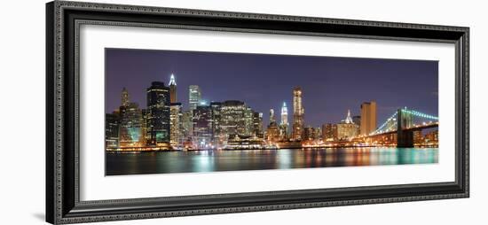 New York City Manhattan Skyline Panorama with Brooklyn Bridge and Office Skyscrapers Building in At-Songquan Deng-Framed Photographic Print