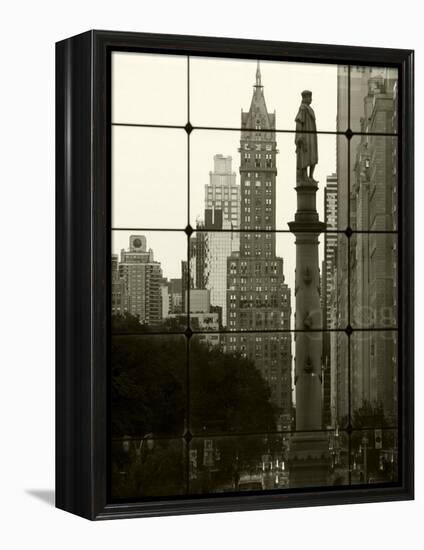 New York City, Manhattan, Statue of Christopher Columbus in Columbus Circle Viewed Through a Glass -Gavin Hellier-Framed Premier Image Canvas