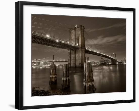 New York City, Manhattan, the Brooklyn and Manhattan Bridges Spanning the East River, USA-Gavin Hellier-Framed Photographic Print