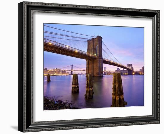 New York City, Manhattan, the Brooklyn and Manhattan Bridges Spanning the East River, USA-Gavin Hellier-Framed Photographic Print