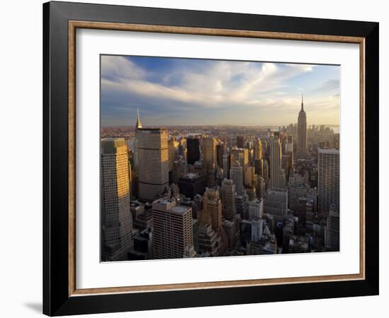 New York City, Manhattan, View of Downtown and Empire State Building from Rockerfeller Centre, USA-Gavin Hellier-Framed Photographic Print