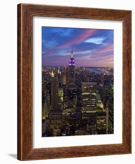 New York City, Manhattan, View Towards Downtown; Empire State Building from Rockerfeller Centre, US-Gavin Hellier-Framed Photographic Print