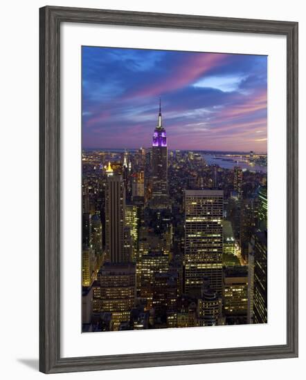 New York City, Manhattan, View Towards Downtown; Empire State Building from Rockerfeller Centre, US-Gavin Hellier-Framed Photographic Print