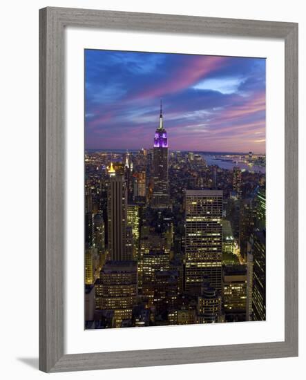 New York City, Manhattan, View Towards Downtown; Empire State Building from Rockerfeller Centre, US-Gavin Hellier-Framed Photographic Print