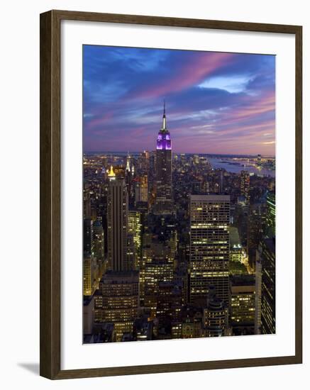 New York City, Manhattan, View Towards Downtown; Empire State Building from Rockerfeller Centre, US-Gavin Hellier-Framed Photographic Print
