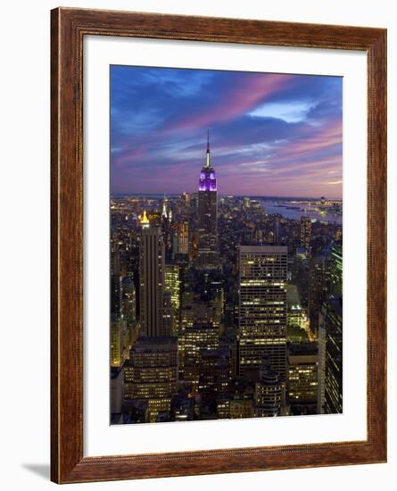 New York City, Manhattan, View Towards Downtown; Empire State Building from Rockerfeller Centre, US-Gavin Hellier-Framed Photographic Print