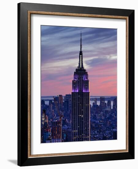 New York City, Manhattan, View Towards Downtown; Empire State Building from Rockerfeller Centre, US-Gavin Hellier-Framed Photographic Print