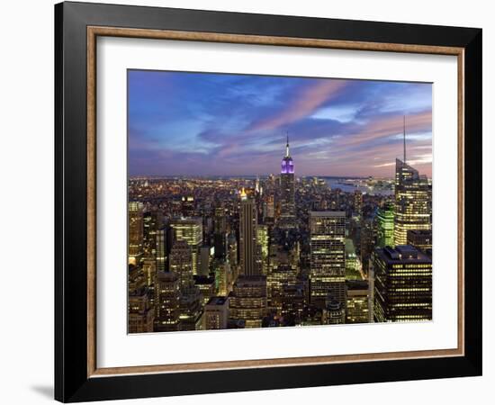 New York City, Manhattan, View Towards Downtown; Empire State Building from Rockerfeller Centre, US-Gavin Hellier-Framed Photographic Print