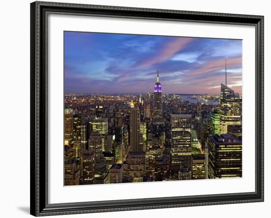 New York City, Manhattan, View Towards Downtown; Empire State Building from Rockerfeller Centre, US-Gavin Hellier-Framed Photographic Print