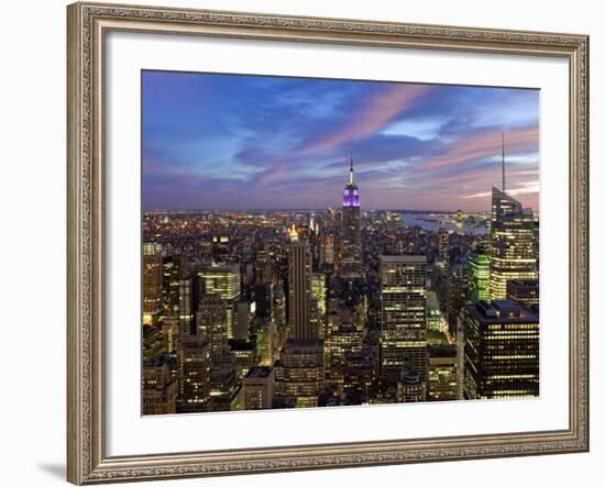 New York City, Manhattan, View Towards Downtown; Empire State Building from Rockerfeller Centre, US-Gavin Hellier-Framed Photographic Print