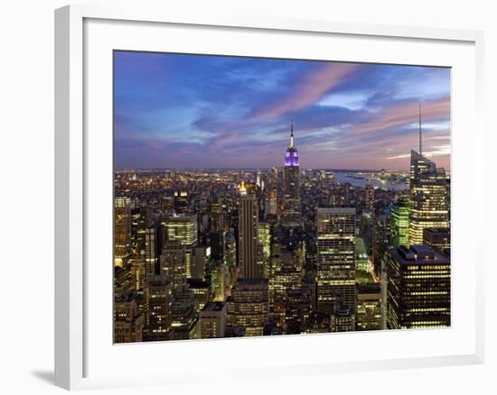 New York City, Manhattan, View Towards Downtown; Empire State Building from Rockerfeller Centre, US-Gavin Hellier-Framed Photographic Print