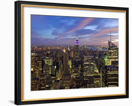 New York City, Manhattan, View Towards Downtown; Empire State Building from Rockerfeller Centre, US-Gavin Hellier-Framed Photographic Print