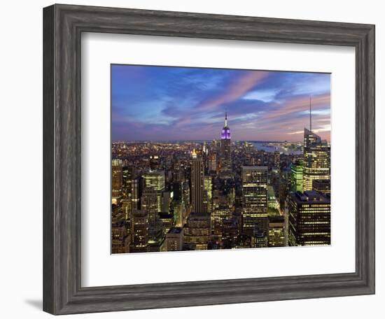 New York City, Manhattan, View Towards Downtown; Empire State Building from Rockerfeller Centre, US-Gavin Hellier-Framed Photographic Print