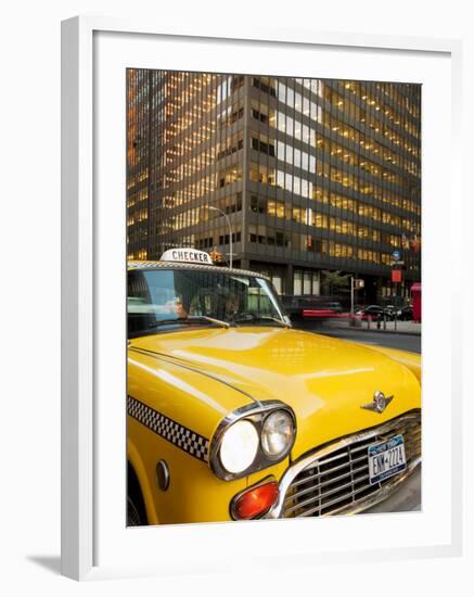 New York City, Manhattan, Yellow Nyc Checker Taxi in the Downtown Financial District of Manhattan, -Gavin Hellier-Framed Photographic Print