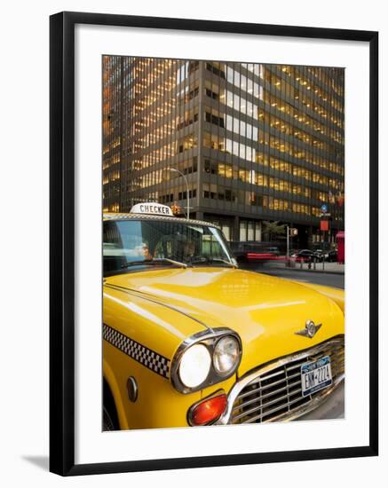 New York City, Manhattan, Yellow Nyc Checker Taxi in the Downtown Financial District of Manhattan, -Gavin Hellier-Framed Photographic Print