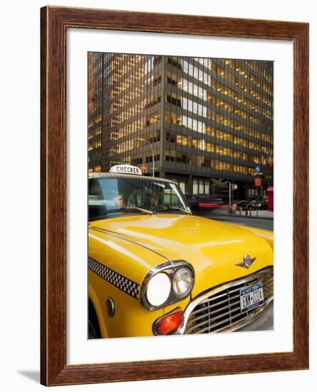 New York City, Manhattan, Yellow Nyc Checker Taxi in the Downtown Financial District of Manhattan, -Gavin Hellier-Framed Photographic Print