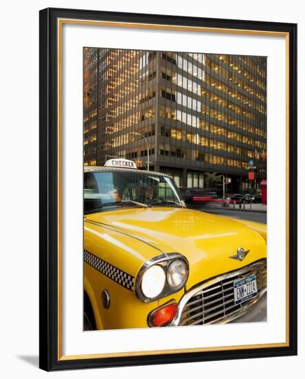 New York City, Manhattan, Yellow Nyc Checker Taxi in the Downtown Financial District of Manhattan, -Gavin Hellier-Framed Photographic Print