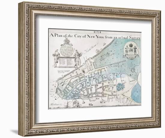 New York City Map, 1728-null-Framed Giclee Print