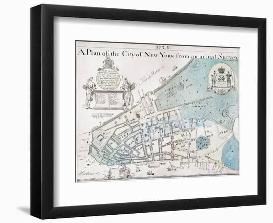 New York City Map, 1728-null-Framed Giclee Print