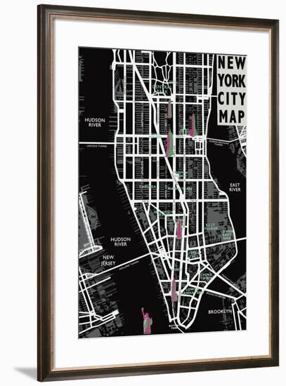 New York City Map-Tom Frazier-Framed Giclee Print