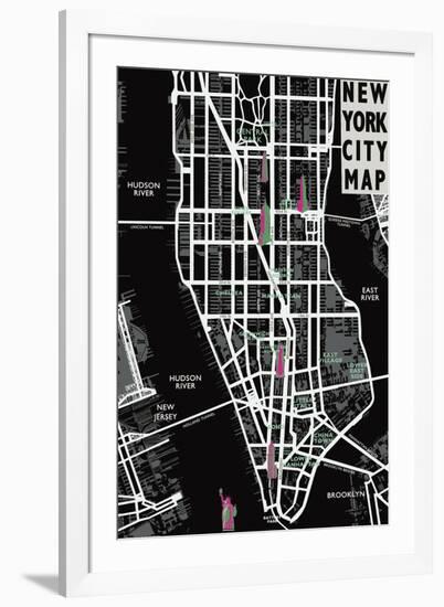 New York City Map-Tom Frazier-Framed Giclee Print