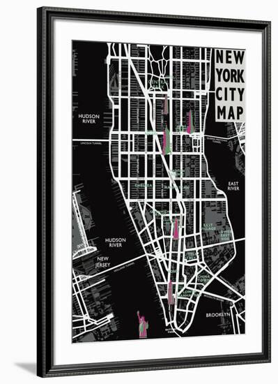 New York City Map-Tom Frazier-Framed Giclee Print