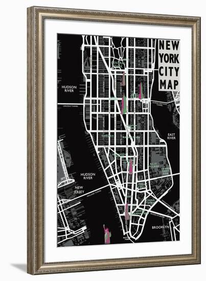New York City Map-Tom Frazier-Framed Giclee Print